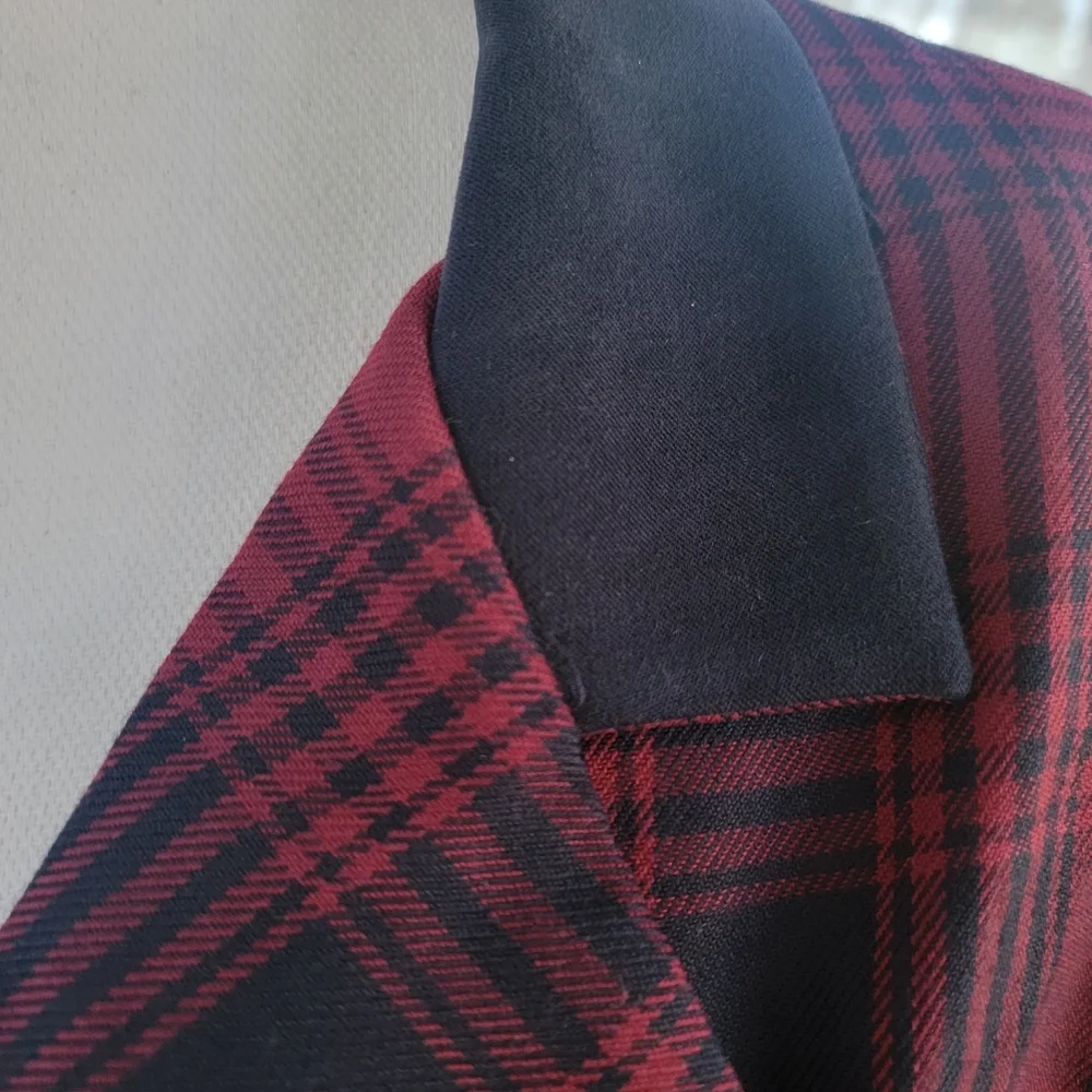 Sag Harbor NWT Vintage Plaid Red Navy Blue Preppy Blazer Office  18 gold buttons